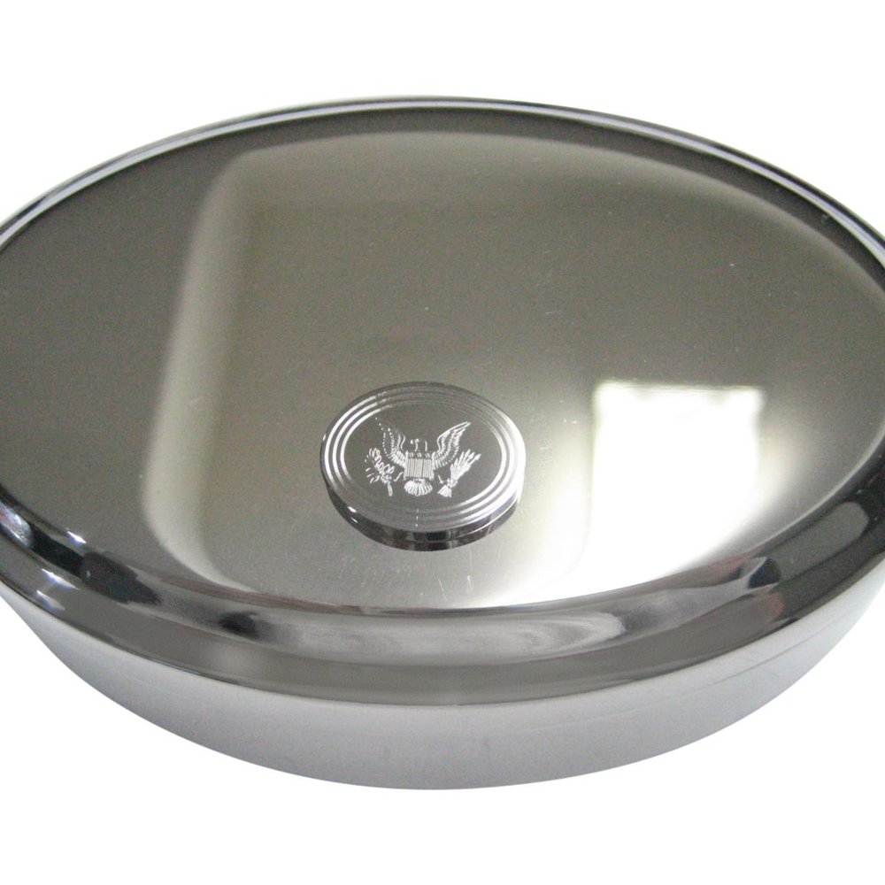 American Eagle Design Oval Trinket Jewelry Box
